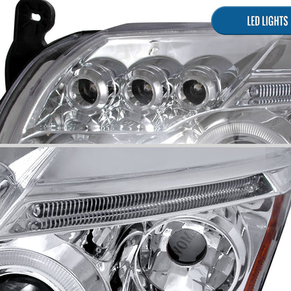 Ronnin - Se adapta a Dodge Caliber 2007-2012 Faros delanteros de proyector LED mejorados con doble aro y luces de circulación diurna | Cromo