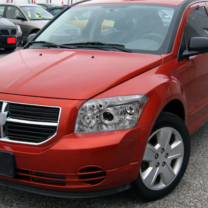 Ronnin - Se adapta a Dodge Caliber 2007-2012 Faros delanteros de proyector LED mejorados con doble aro y luces de circulación diurna | Cromo