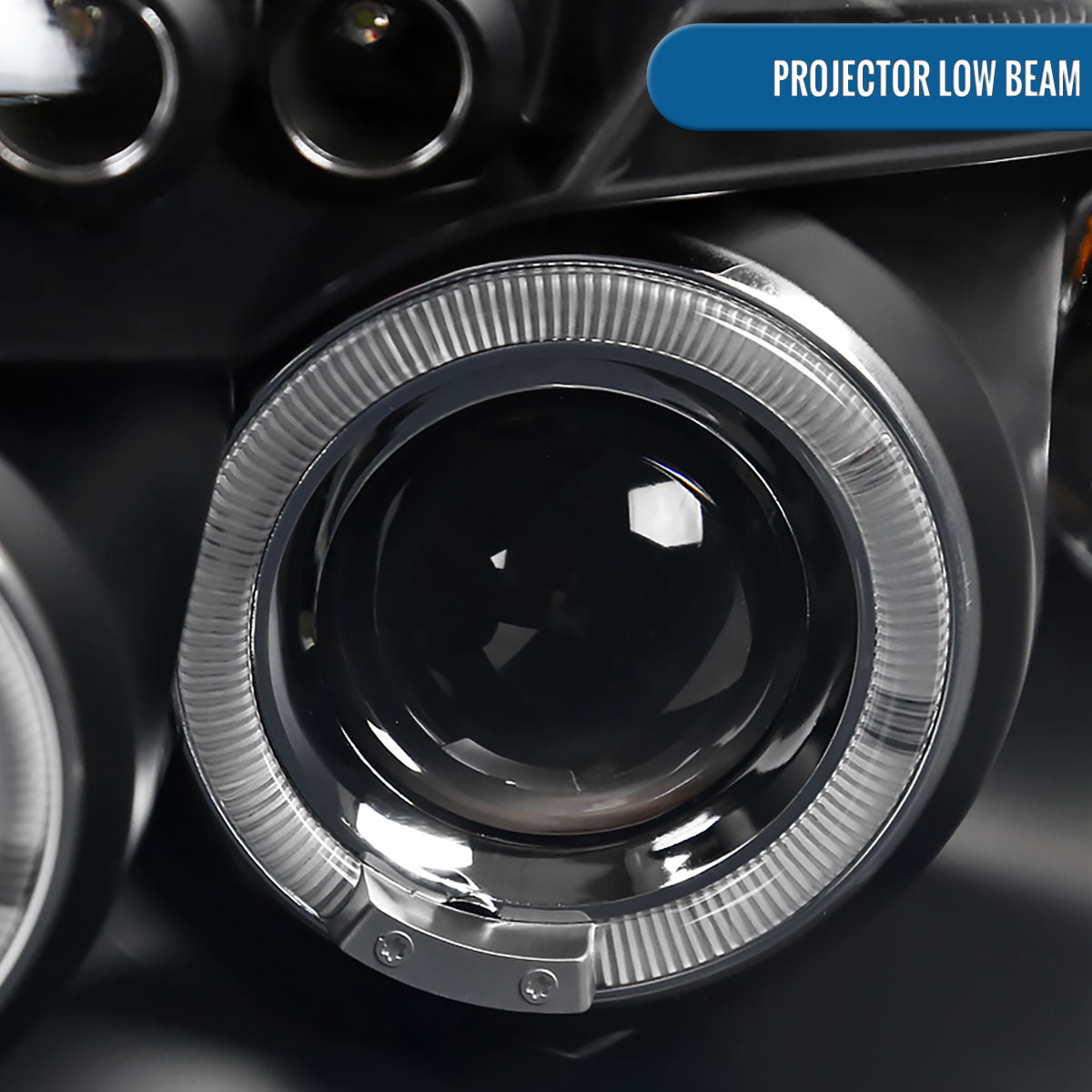 Ronnin - Compatible con Dodge Caliber 2007-2012 Faros Proyectores LED Mejorados de Doble Aro con Luces Diurnas, Par | Negro