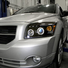 Ronnin - Compatible con Dodge Caliber 2007-2012 Faros Proyectores LED Mejorados de Doble Aro con Luces Diurnas, Par | Negro
