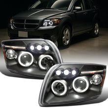 Ronnin - Compatible con Dodge Caliber 2007-2012 Faros Proyectores LED Mejorados de Doble Aro con Luces Diurnas, Par | Negro