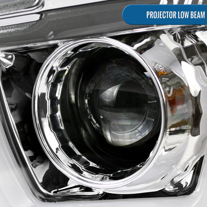 Ronnin - Fits 2011-2014 Dodge Charger Upgraded LED U-Shaped Dual Halo Rims Halogen Projector Headlights Assembly Pair | Chrome