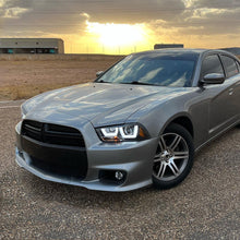 Ronnin - Fits 2011-2014 Dodge Charger Upgraded LED U-Shaped Dual Halo Rims Halogen Projector Headlights Assembly Pair | Black