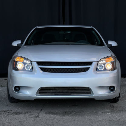 Ronnin - Compatible con Chevy Cobalt Pontiac G5 Pursuit 2005-2010 Faros delanteros de proyector LED de doble aro de repuesto y mejora | Negro