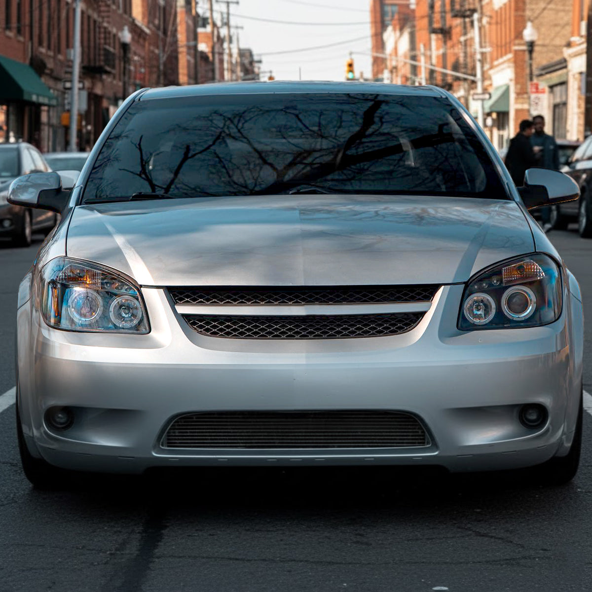 Ronnin - Compatible con Chevy Cobalt Pontiac G5 Pursuit 2005-2010 Faros delanteros de proyector LED de doble aro de repuesto y mejora | Negro