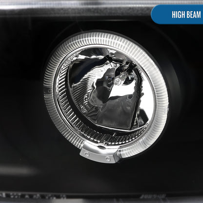 Ronnin - Fits 2004-2012 Chevy Colorado GMC Canyon Upgraded Replacement LED Dual Halo Rims Running Lights Projector Headlights Assembly Pair | Black