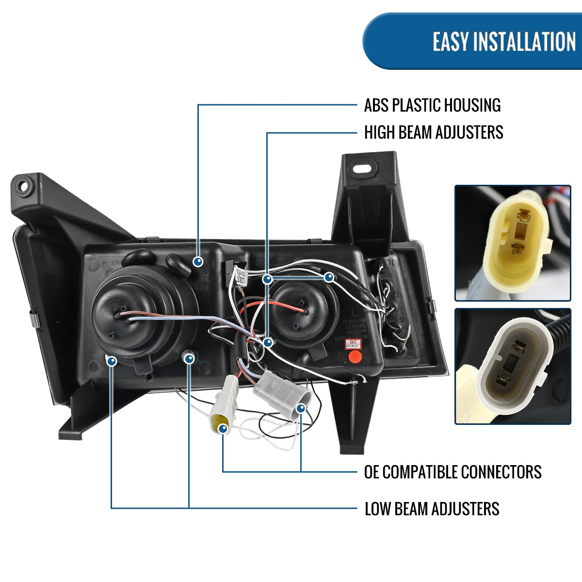 Ronnin - Fits 2004-2012 Chevy Colorado GMC Canyon Upgraded Replacement LED Dual Halo Rims Running Lights Projector Headlights Assembly Pair | Black