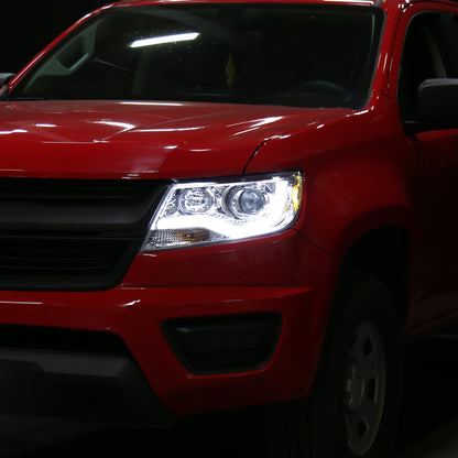 Ronnin - Fits 2015-2022 Chevy Colorado Upgraded Replacement  Halogen Projector Headlights LED Tube Driving Lights  Assembly Pair | Chrome