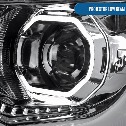 Ronnin - Fits 2015-2022 Chevy Colorado Upgraded Replacement  Halogen Projector Headlights LED Tube Driving Lights  Assembly Pair | Chrome