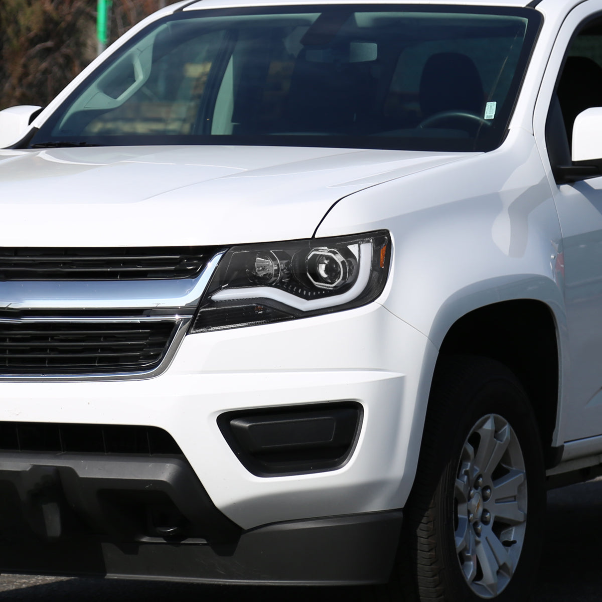 Ronnin - Fits 2015-2022 Chevy Colorado Upgraded Replacement  Halogen Projector Headlights LED Tube Driving Lights  Assembly Pair | Gloss Black