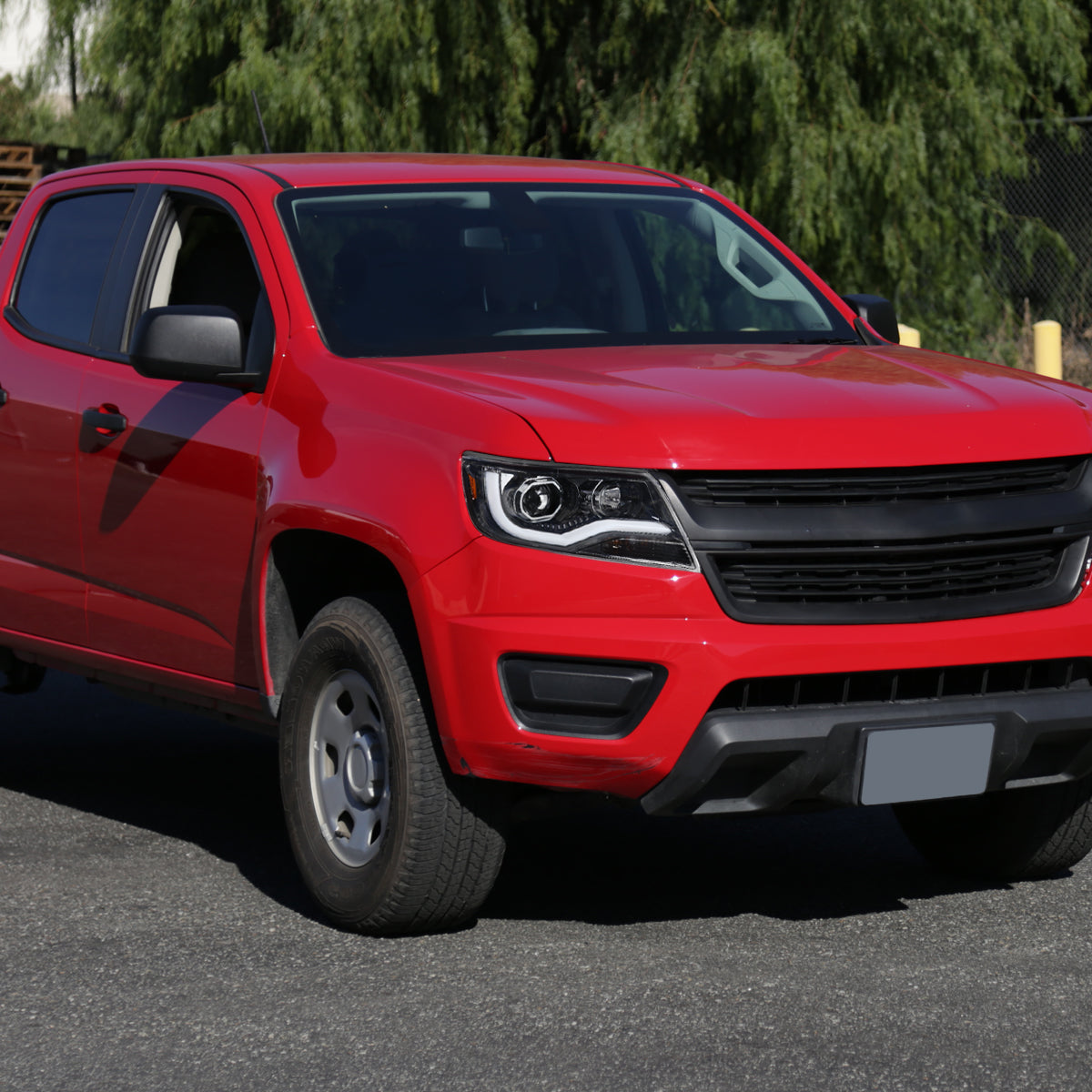 Ronnin - Fits 2015-2022 Chevy Colorado Upgraded Replacement  Halogen Projector Headlights LED Tube Driving Lights  Assembly Pair | Gloss Black