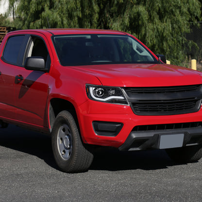 Ronnin - Fits 2015-2022 Chevy Colorado Upgraded Replacement  Halogen Projector Headlights LED Tube Driving Lights  Assembly Pair | Gloss Black