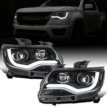 Ronnin - Fits 2015-2022 Chevy Colorado Upgraded Replacement  Halogen Projector Headlights LED Tube Driving Lights  Assembly Pair | Gloss Black