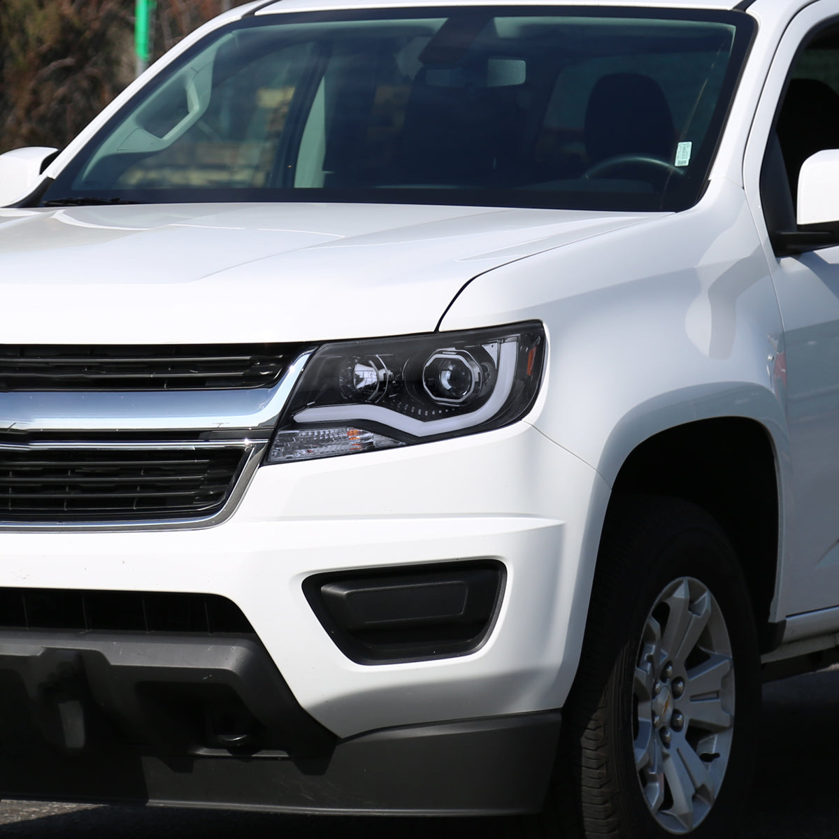 Ronnin - Fits 2015-2022 Chevy Colorado Upgraded Replacement  Halogen Projector Headlights LED Tube Driving Lights  Assembly Pair | Black Smoke