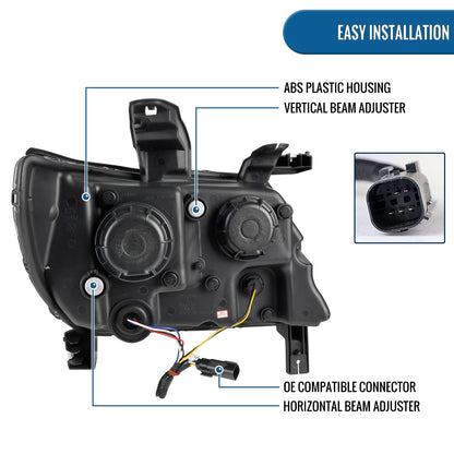 Ronnin - Se adapta a Chevy Colorado 2015-2022 Luces direccionales secuenciales de tubo LED Switchback + Par de ensamblajes de faros proyectores con efecto de inicio animado | Cromado
