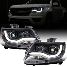 Ronnin - Fits 2015-2022 Chevy Colorado Upgraded Replacement  Halogen Projector Headlights LED Tube Driving Lights  Assembly Pair | Black