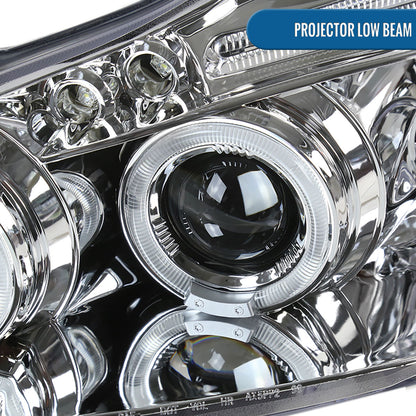 Ronnin - Compatible con Toyota Corolla 2003-2008 Montaje de faros proyectores LED de doble aro mejorados | Cromo