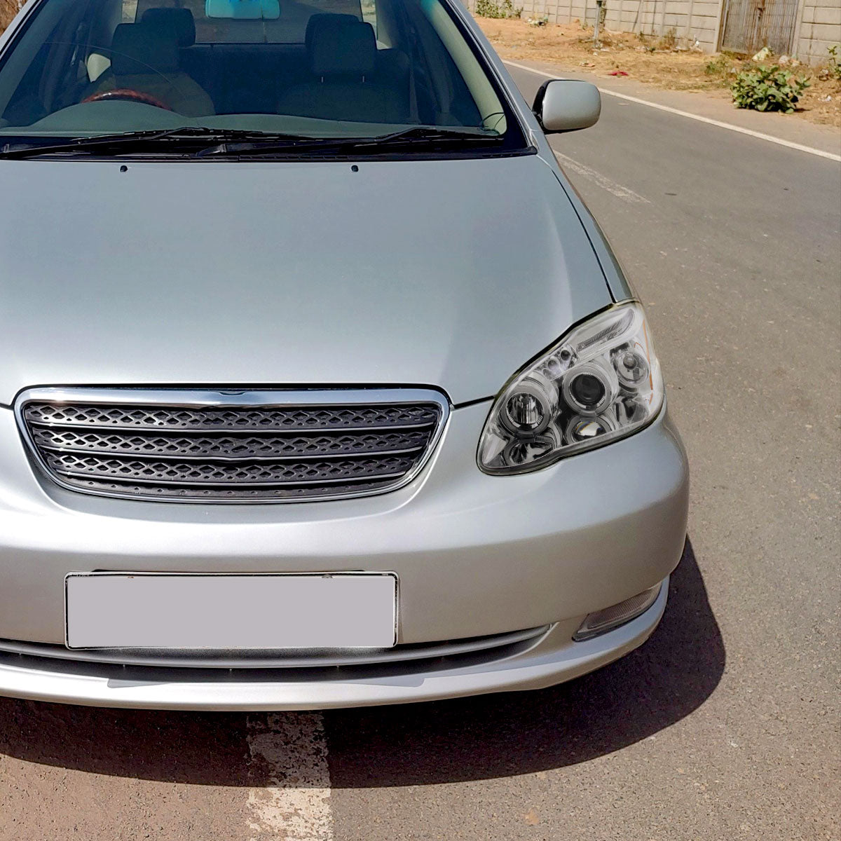 Ronnin - Compatible con Toyota Corolla 2003-2008 Montaje de faros proyectores LED de doble aro mejorados | Cromo