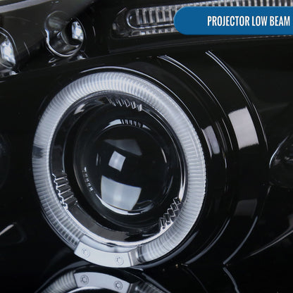 Ronnin - Fits 2003-2008 Toyota Corolla Upgraded Replacement  LED Dual Rims Projector Headlights Assembly Pair | Black Smoke