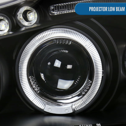 Ronnin - Fits 2003-2008 Toyota Corolla Upgraded Replacement  LED Dual Rims Projector Headlights Assembly Pair | Black