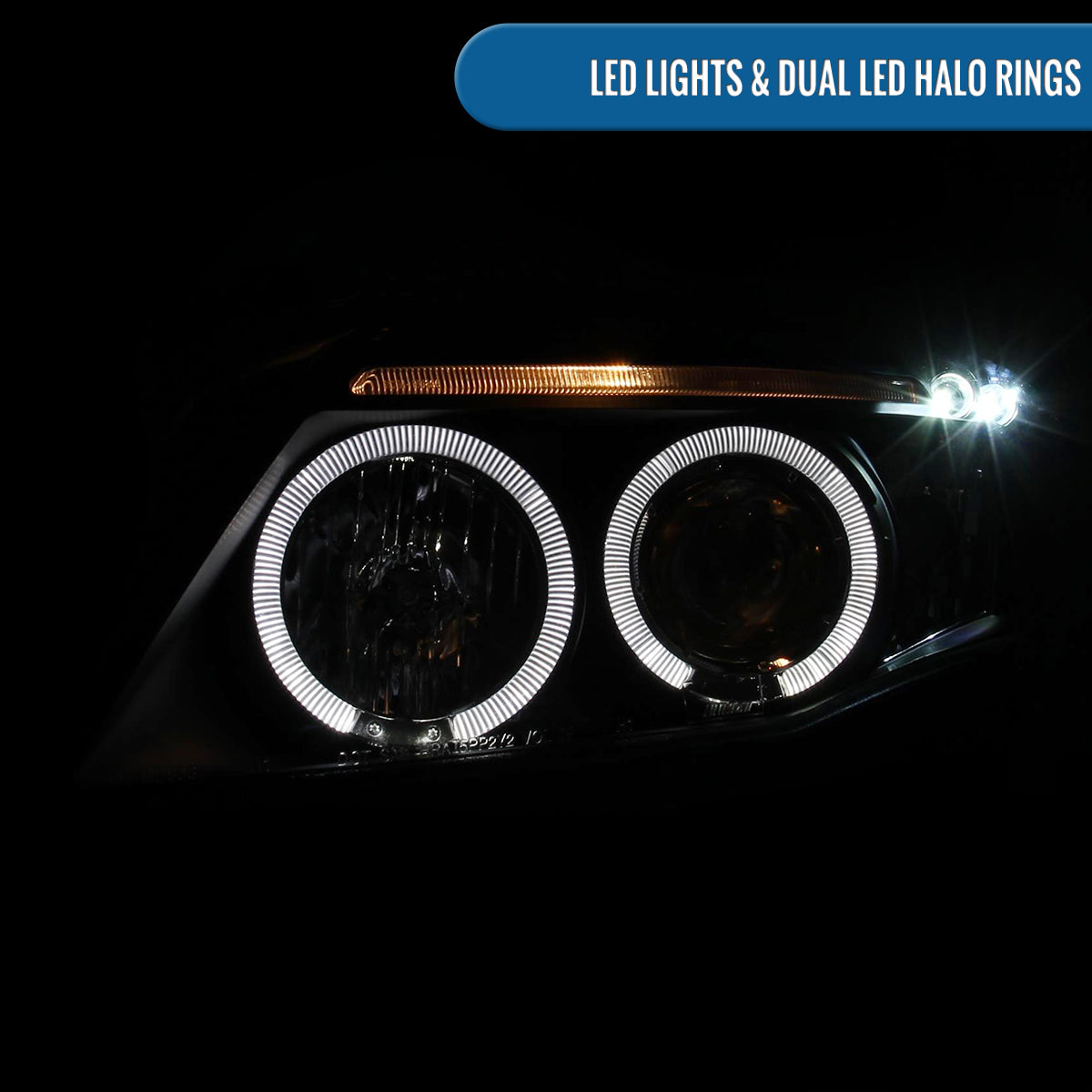 Ronnin - Se adapta a Toyota Corolla 2009-2010 Par de faros delanteros con proyector LED de doble aro y repuesto mejorado | Negro