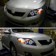Ronnin - Se adapta a Toyota Corolla 2009-2010 Par de faros delanteros con proyector LED de doble aro y repuesto mejorado | Negro