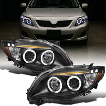 Ronnin - Se adapta a Toyota Corolla 2009-2010 Par de faros delanteros con proyector LED de doble aro y repuesto mejorado | Negro