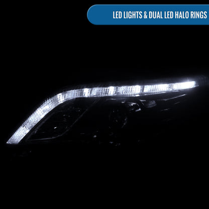 Ronnin - Faros delanteros con proyector LED de repuesto para Toyota Corolla 2011-2013 | Negro ahumado