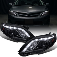 Ronnin - Faros delanteros con proyector LED de repuesto para Toyota Corolla 2011-2013 | Negro ahumado