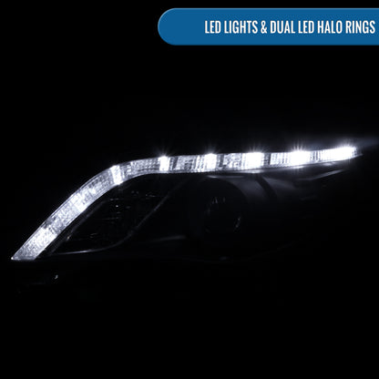 Ronnin - Faros delanteros con proyector LED de circulación diurna de repuesto, compatibles con Toyota Corolla 2011-2013 | Negro