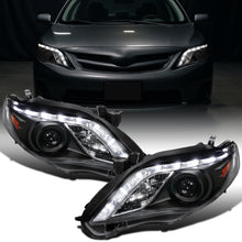 Ronnin - Faros delanteros con proyector LED de circulación diurna de repuesto, compatibles con Toyota Corolla 2011-2013 | Negro