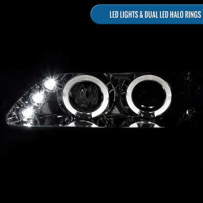 Ronnin - Se adapta a Toyota Corolla 1993-1997 Mejora Reemplazo Faros delanteros LED con doble aro y proyector, par | Cromado