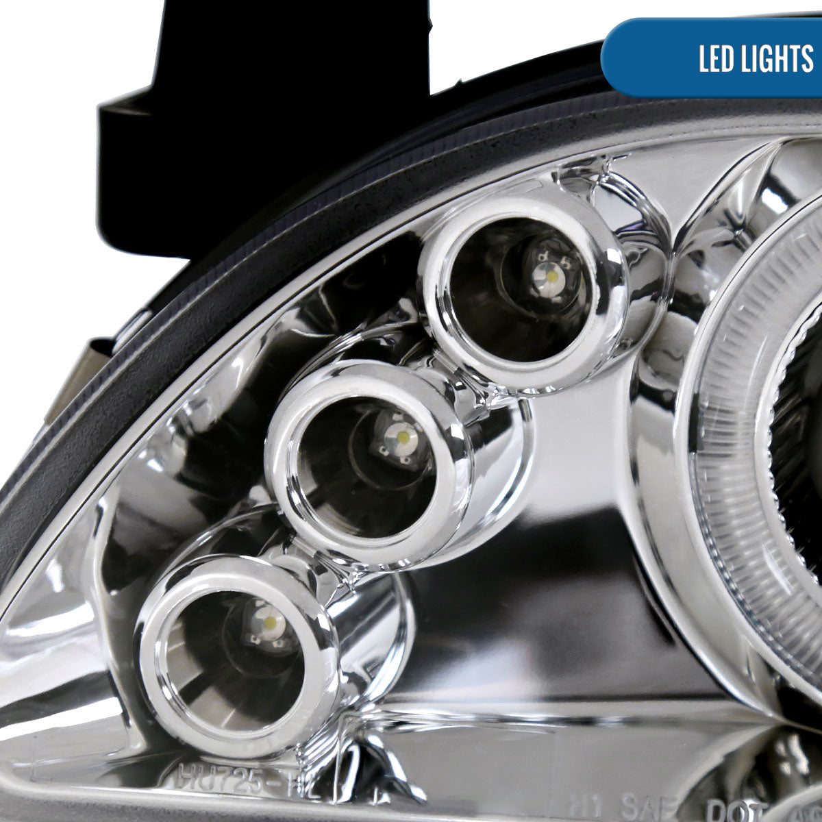Ronnin - Se adapta a Toyota Corolla 1993-1997 Mejora Reemplazo Faros delanteros LED con doble aro y proyector, par | Cromado