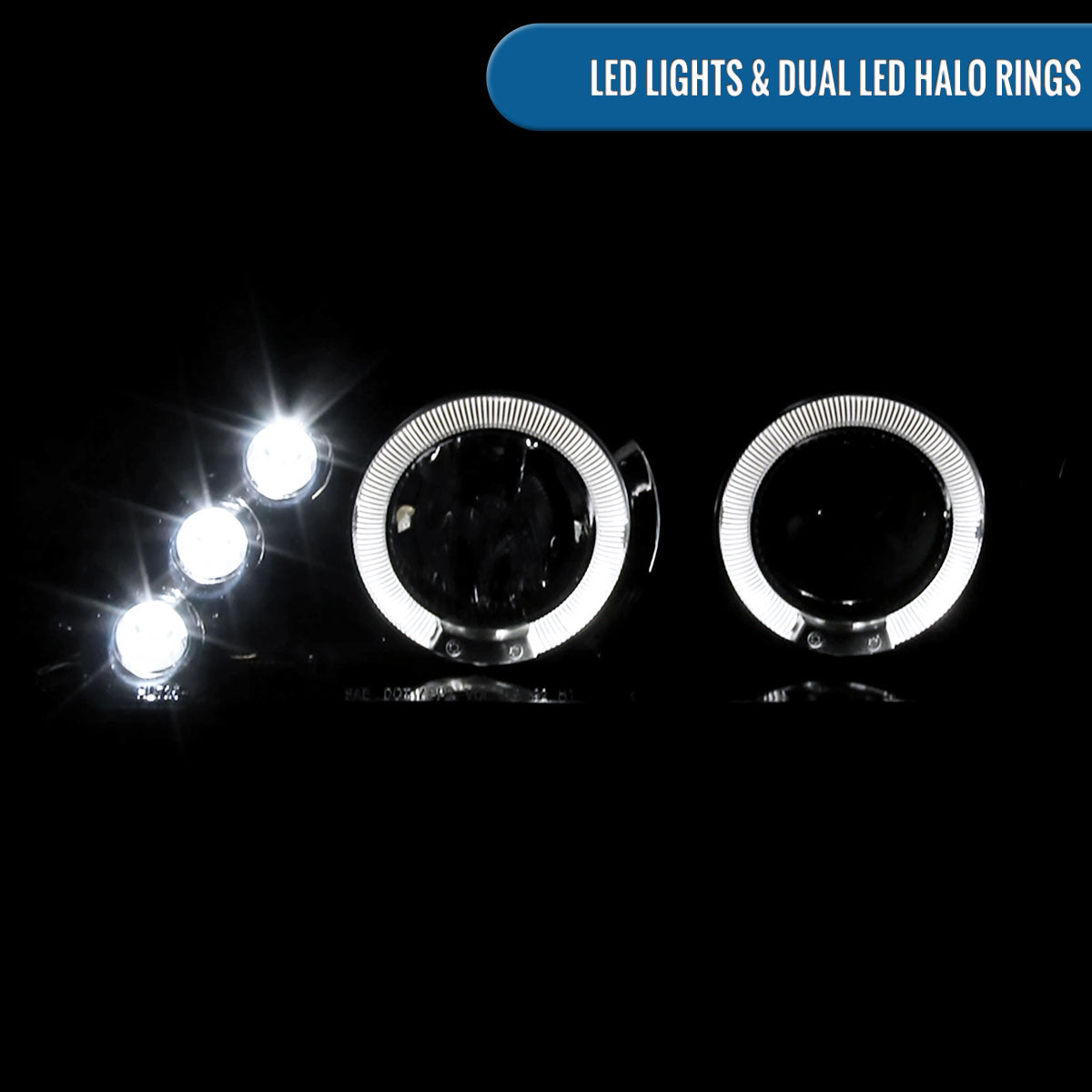 Ronnin - Se adapta a 1993-1997 Toyota Corolla Actualización de reemplazo LED con dos aros, faros delanteros con proyector, par | Humo Negro