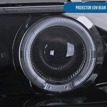 Ronnin - Se adapta a 1993-1997 Toyota Corolla Actualización de reemplazo LED con dos aros, faros delanteros con proyector, par | Humo Negro