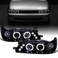 Ronnin - Se adapta a 1993-1997 Toyota Corolla Actualización de reemplazo LED con dos aros, faros delanteros con proyector, par | Humo Negro