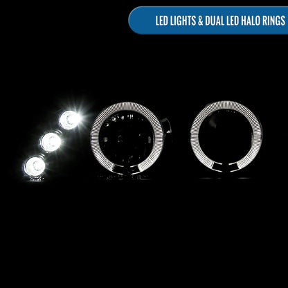 Ronnin - Se adapta a Toyota Corolla 1993-1997, actualización, reemplazo, faros delanteros con proyector LED de doble aro, par | Negro