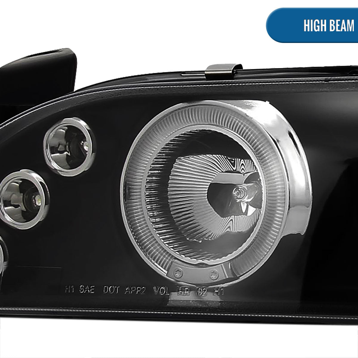 Ronnin - Se adapta a Toyota Corolla 1993-1997, actualización, reemplazo, faros delanteros con proyector LED de doble aro, par | Negro