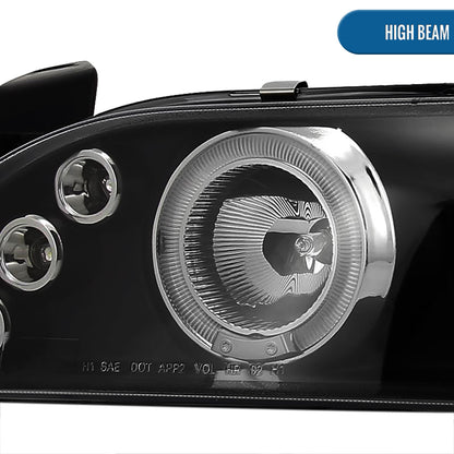 Ronnin - Se adapta a Toyota Corolla 1993-1997, actualización, reemplazo, faros delanteros con proyector LED de doble aro, par | Negro