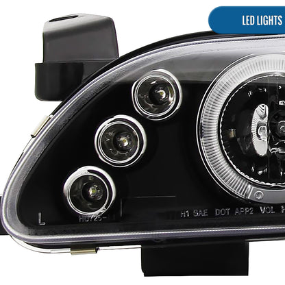 Ronnin - Se adapta a Toyota Corolla 1993-1997, actualización, reemplazo, faros delanteros con proyector LED de doble aro, par | Negro