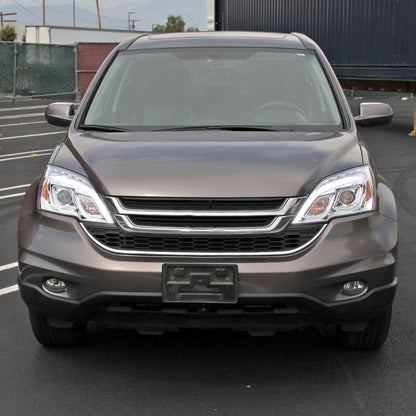 Ronnin - Fits 2007-2011 Honda CR-V CRV Upgraded Replacement LED Tube Projector Headlights Assembly Pair | Chrome