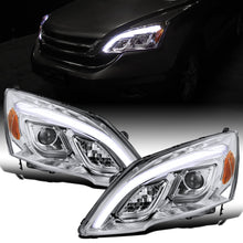Ronnin - Fits 2007-2011 Honda CR-V CRV Upgraded Replacement LED Tube Projector Headlights Assembly Pair | Chrome