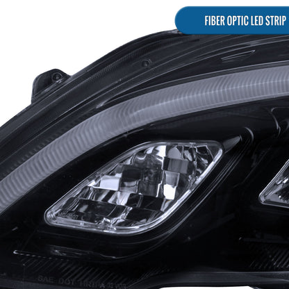 Ronnin - Fits 2007-2011 Honda CR-V CRV Upgraded Replacement LED Tube Projector Headlights Assembly Pair | Black Smoke