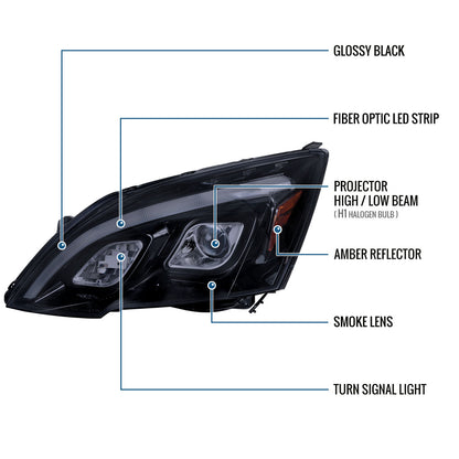 Ronnin - Fits 2007-2011 Honda CR-V CRV Upgraded Replacement LED Tube Projector Headlights Assembly Pair | Black Smoke