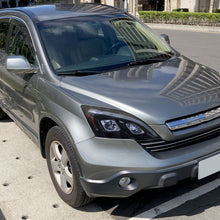 Ronnin - Fits 2007-2011 Honda CR-V CRV Upgraded Replacement LED Tube Projector Headlights Assembly Pair | Black Smoke