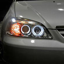 2001-2003 Honda Civic Coupe Sedan Upgrade Assembly LED Dual Rims Projector Headlights Replacement Pair | Chrome