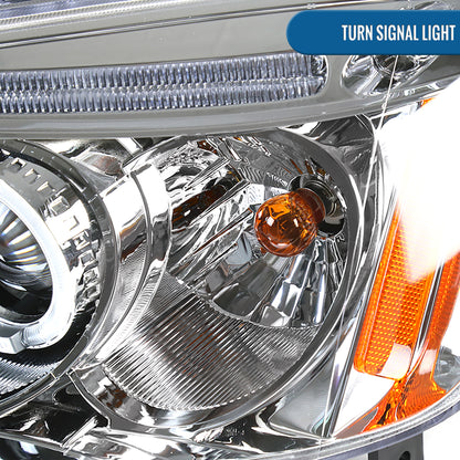 Ronnin - Compatible con Honda Civic Coupé Sedán 2001-2003 Ensamblaje de actualización Faros delanteros LED con doble aro y proyector de repuesto Par | Cromo