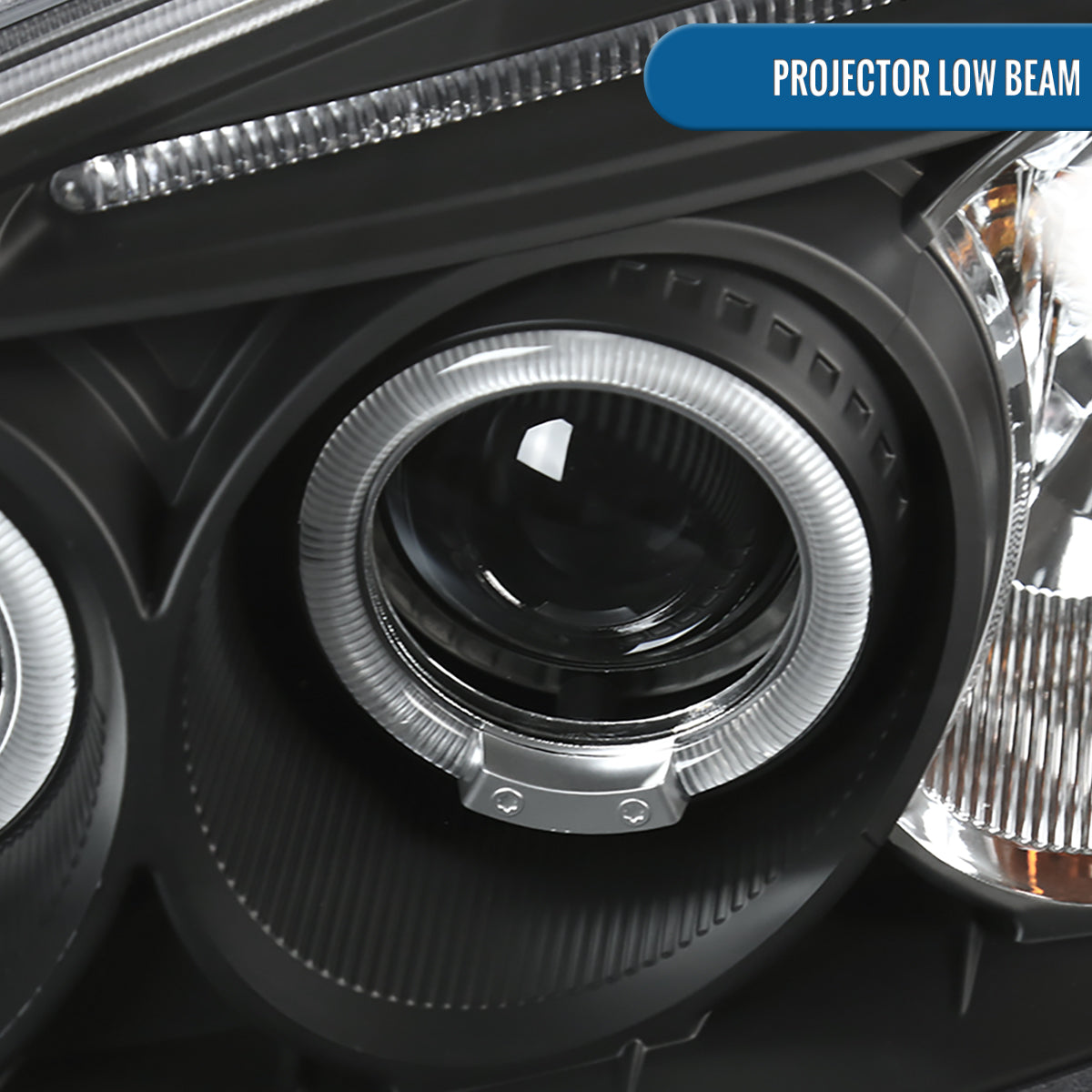 Ronnin - Compatible con Honda Civic Coupé Sedán 2001-2003 Ensamblaje de Actualización LED Doble Aro Faros Proyectores Reemplazo Par | Negro