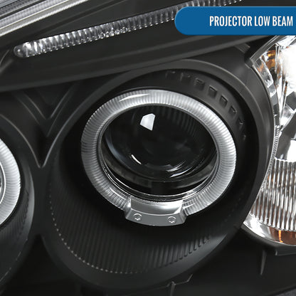 Ronnin - Compatible con Honda Civic Coupé Sedán 2001-2003 Ensamblaje de Actualización LED Doble Aro Faros Proyectores Reemplazo Par | Negro