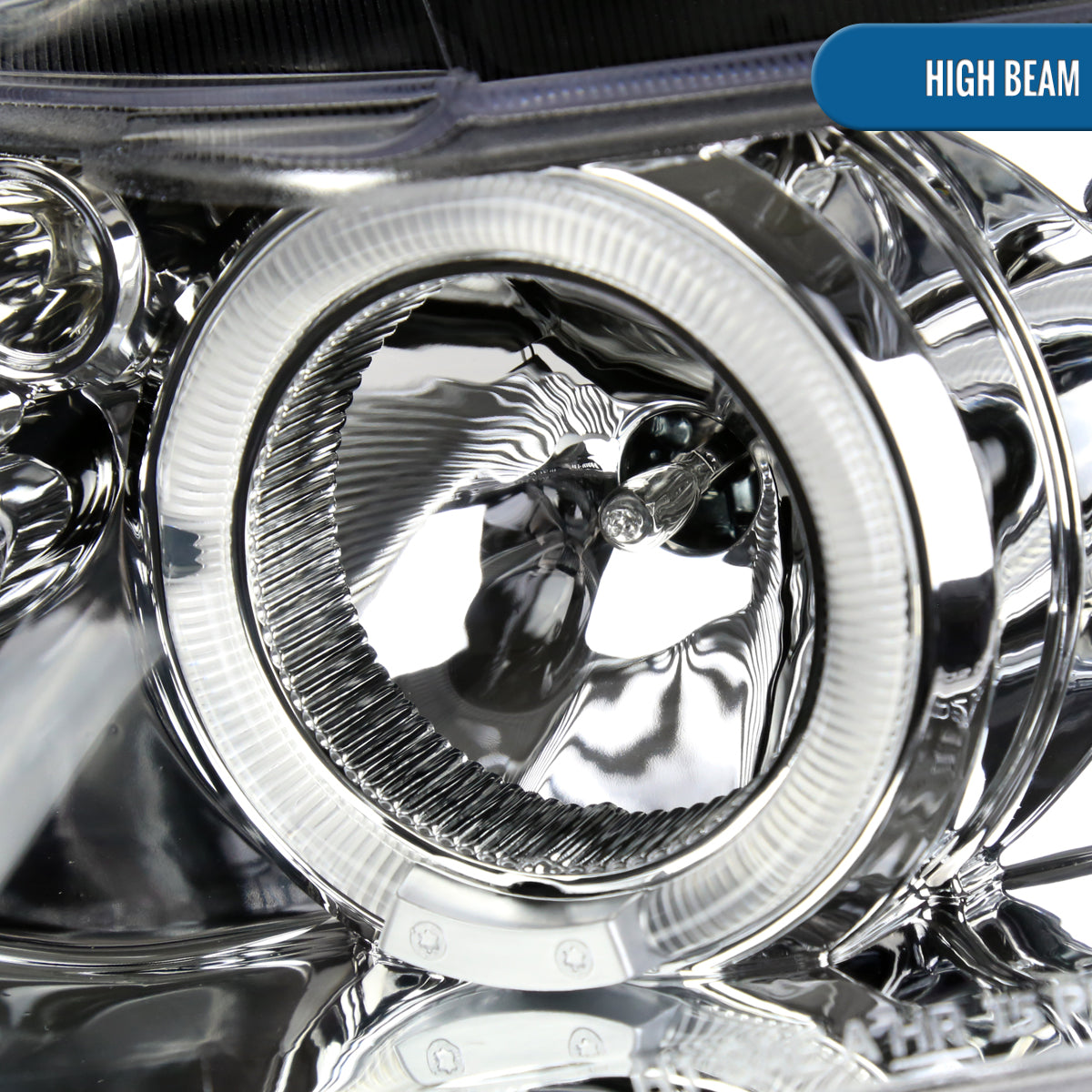 Ronnin - Fits 2006-2011 Honda Civic 2Dr Coupe LED Angel Eyes Dual Halo Rims Projector Headlights Replacement Pair | Chrome